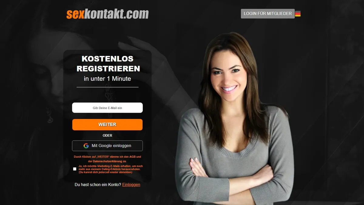 Screenshot der Startseite von Sexkontakt